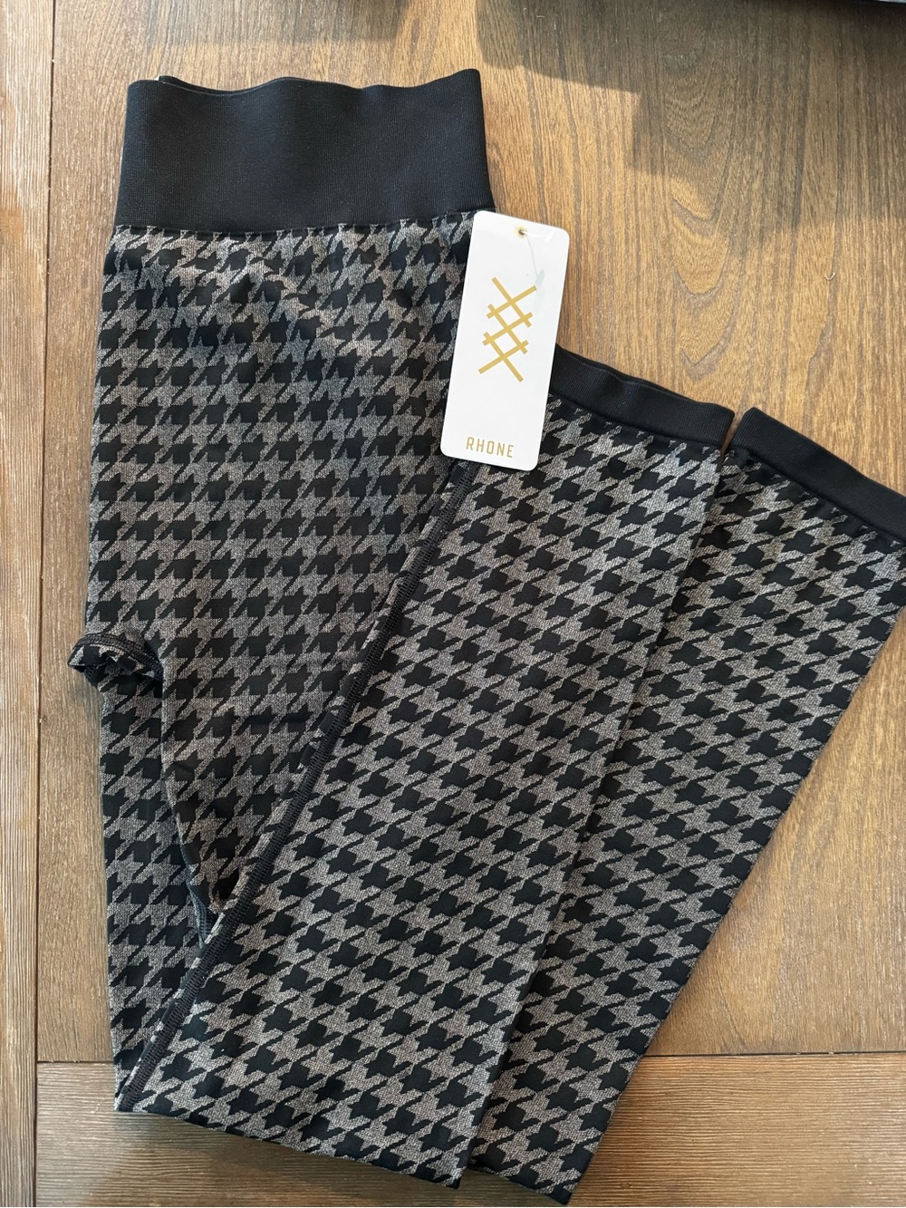 Rhone Houndstooth Seamless Rise Stretch Leggings - Black & Gray XL